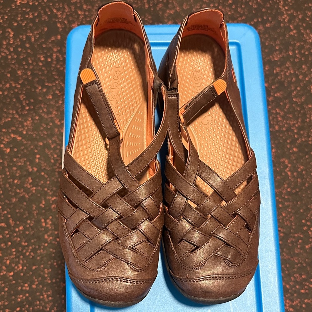 BareTraps Brown Woven Flats